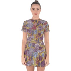 Floral Seamless Pattern With Flowers Vintage Background Colorful Illustration Drop Hem Mini Chiffon Dress by BangZart