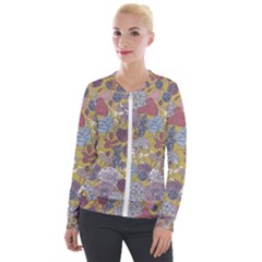 Floral Seamless Pattern With Flowers Vintage Background Colorful Illustration Velour Zip Up Jacket by BangZart