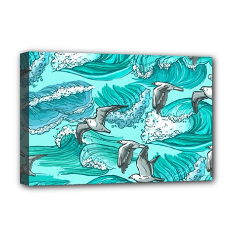 Sea Waves Seamless Pattern Deluxe Canvas 18  X 12  (stretched) by BangZart