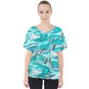 Sea waves seamless pattern V-Neck Dolman Drape Top View1