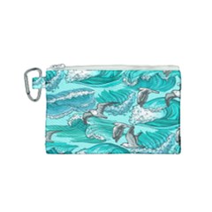 Sea Waves Seamless Pattern Canvas Cosmetic Bag (small) by BangZart