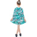 Sea waves seamless pattern Kids  Quarter Sleeve Shirt Dress View2