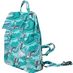 Sea Waves Seamless Pattern Buckle Everyday Backpack by BangZart