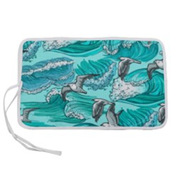 Sea Waves Seamless Pattern Pen Storage Case (l) by BangZart