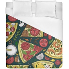 Vector Seamless Pizza Slice Pattern Hand Drawn Pizza Illustration Great Background Duvet Cover (california King Size) by BangZart