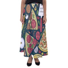 Vector Seamless Pizza Slice Pattern Hand Drawn Pizza Illustration Great Background Flared Maxi Skirt by BangZart