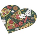 Vector seamless pizza slice pattern hand drawn pizza illustration great background Wooden Puzzle Heart View2