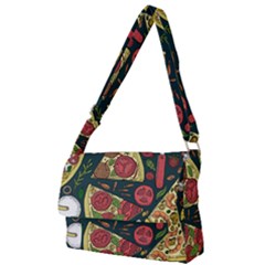 Vector Seamless Pizza Slice Pattern Hand Drawn Pizza Illustration Great Background Full Print Messenger Bag (l)