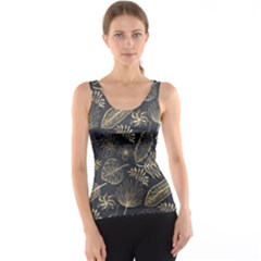 Elegant Pattern With Golden Tropical Leaves Tank Top by BangZart