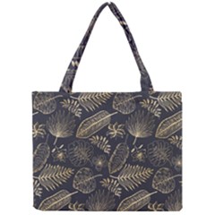 Elegant Pattern With Golden Tropical Leaves Mini Tote Bag by BangZart