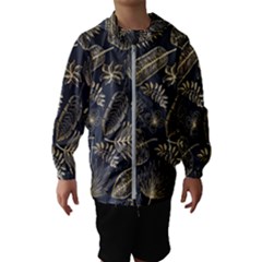 Elegant Pattern With Golden Tropical Leaves Kids  Hooded Windbreaker by BangZart