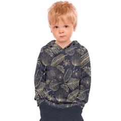 Elegant Pattern With Golden Tropical Leaves Kids  Overhead Hoodie