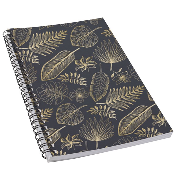 Elegant pattern with golden tropical leaves 5.5  x 8.5  Notebook