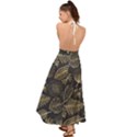 Elegant pattern with golden tropical leaves Backless Maxi Beach Dress View2