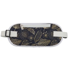 Elegant Pattern With Golden Tropical Leaves Rounded Waist Pouch by BangZart