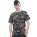 Elegant pattern with golden tropical leaves Men s Sport Top View1