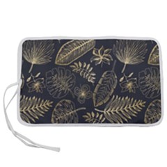 Elegant Pattern With Golden Tropical Leaves Pen Storage Case (m) by BangZart