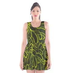 Green Abstract Stippled Repetitive Fashion Seamless Pattern Scoop Neck Skater Dress