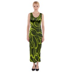 Green Abstract Stippled Repetitive Fashion Seamless Pattern Fitted Maxi Dress