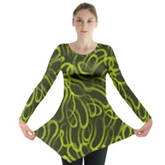 Green Abstract Stippled Repetitive Fashion Seamless Pattern Long Sleeve Tunic  by BangZart