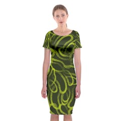 Green Abstract Stippled Repetitive Fashion Seamless Pattern Classic Short Sleeve Midi Dress by BangZart