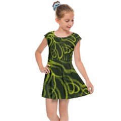 Green Abstract Stippled Repetitive Fashion Seamless Pattern Kids  Cap Sleeve Dress by BangZart