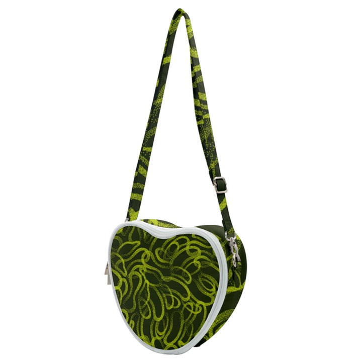 Green abstract stippled repetitive fashion seamless pattern Heart Shoulder Bag