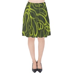 Green Abstract Stippled Repetitive Fashion Seamless Pattern Velvet High Waist Skirt by BangZart