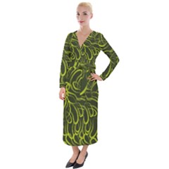 Green Abstract Stippled Repetitive Fashion Seamless Pattern Velvet Maxi Wrap Dress by BangZart