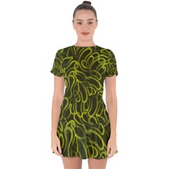 Green Abstract Stippled Repetitive Fashion Seamless Pattern Drop Hem Mini Chiffon Dress by BangZart