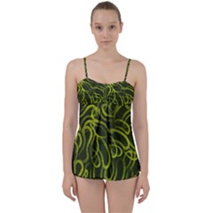 Green Abstract Stippled Repetitive Fashion Seamless Pattern Babydoll Tankini Set by BangZart