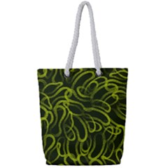 Green Abstract Stippled Repetitive Fashion Seamless Pattern Full Print Rope Handle Tote (small) by BangZart