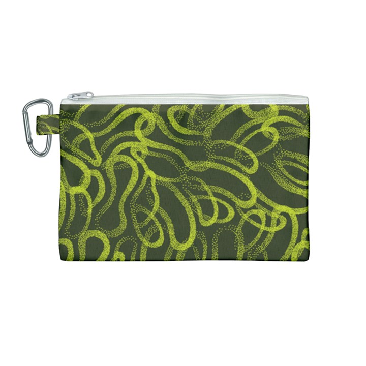 Green abstract stippled repetitive fashion seamless pattern Canvas Cosmetic Bag (Medium)