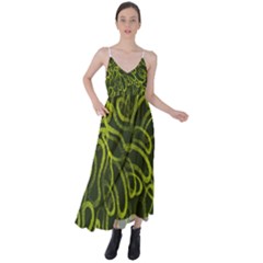 Green Abstract Stippled Repetitive Fashion Seamless Pattern Tie Back Maxi Dress