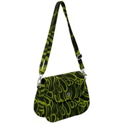 Green Abstract Stippled Repetitive Fashion Seamless Pattern Saddle Handbag by BangZart