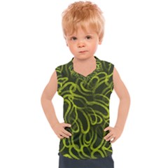 Green Abstract Stippled Repetitive Fashion Seamless Pattern Kids  Sport Tank Top