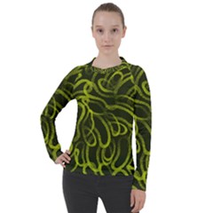 Green Abstract Stippled Repetitive Fashion Seamless Pattern Women s Pique Long Sleeve Tee