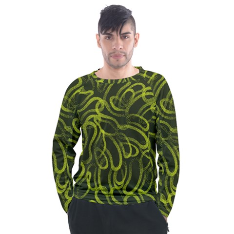 Green Abstract Stippled Repetitive Fashion Seamless Pattern Men s Long Sleeve Raglan Tee by BangZart