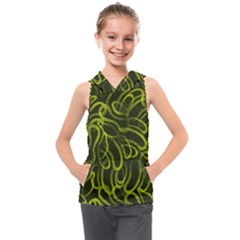 Green Abstract Stippled Repetitive Fashion Seamless Pattern Kids  Sleeveless Hoodie