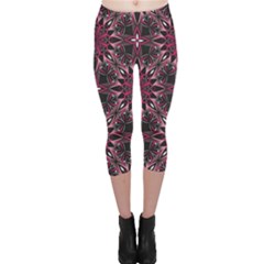 Seamless Pattern With Flowers Oriental Style Mandala Capri Leggings  by BangZart