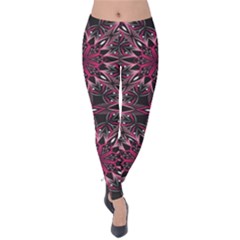 Seamless Pattern With Flowers Oriental Style Mandala Velvet Leggings by BangZart