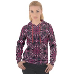 Seamless Pattern With Flowers Oriental Style Mandala Women s Overhead Hoodie