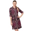 Seamless pattern with flowers oriental style mandala Long Sleeve Mini Shirt Dress View1