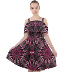 Seamless Pattern With Flowers Oriental Style Mandala Cut Out Shoulders Chiffon Dress