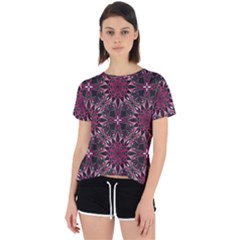 Seamless Pattern With Flowers Oriental Style Mandala Open Back Sport Tee