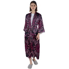 Seamless Pattern With Flowers Oriental Style Mandala Maxi Satin Kimono