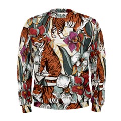 Natural Seamless Pattern With Tiger Blooming Orchid Men s Sweatshirt by BangZart