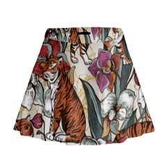 Natural Seamless Pattern With Tiger Blooming Orchid Mini Flare Skirt by BangZart