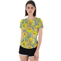 Seamless Pattern With Graphic Spring Flowers Back Cut Out Sport Tee