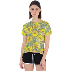 Seamless Pattern With Graphic Spring Flowers Open Back Sport Tee